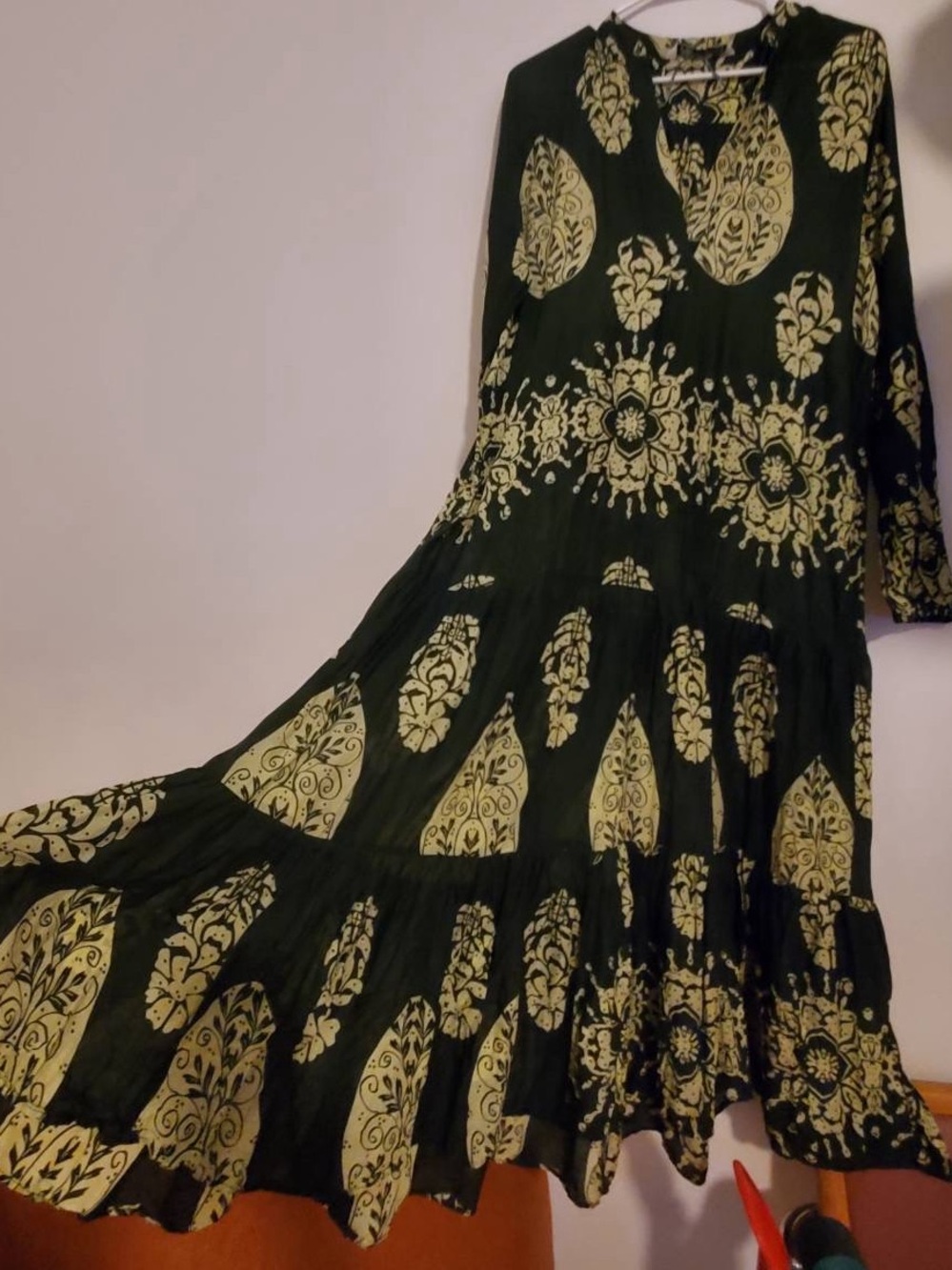Zara Green Printed Panel Tired Dress - Picture 9 of 15